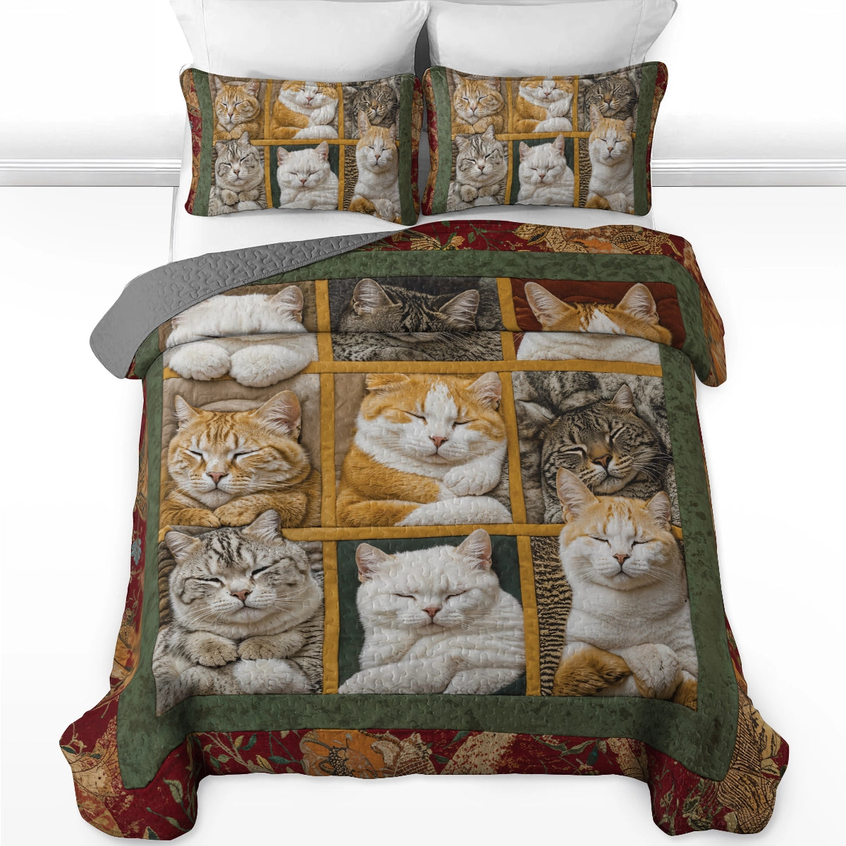 Pajabear Quilt 3-Piece Set Sleepy Cats