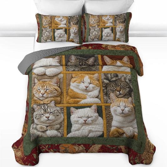 Pajabear Quilt 3-Piece Set Sleepy Cats
