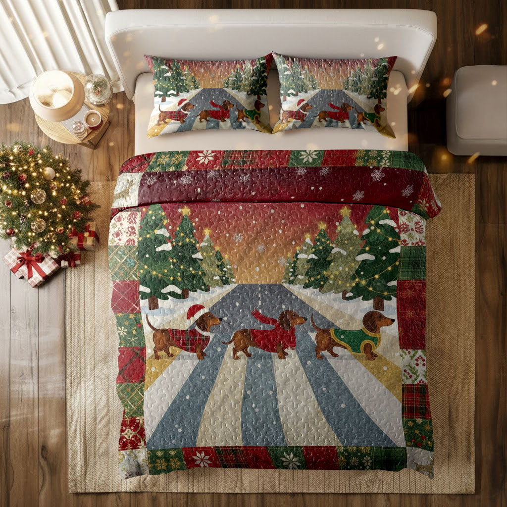 Pajabear Quilt 3-Piece Set Winter Wiener Wonderland
