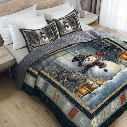 Pajabear Quilt 3-Piece Set Snowman’s Gentle Light Winter Memory