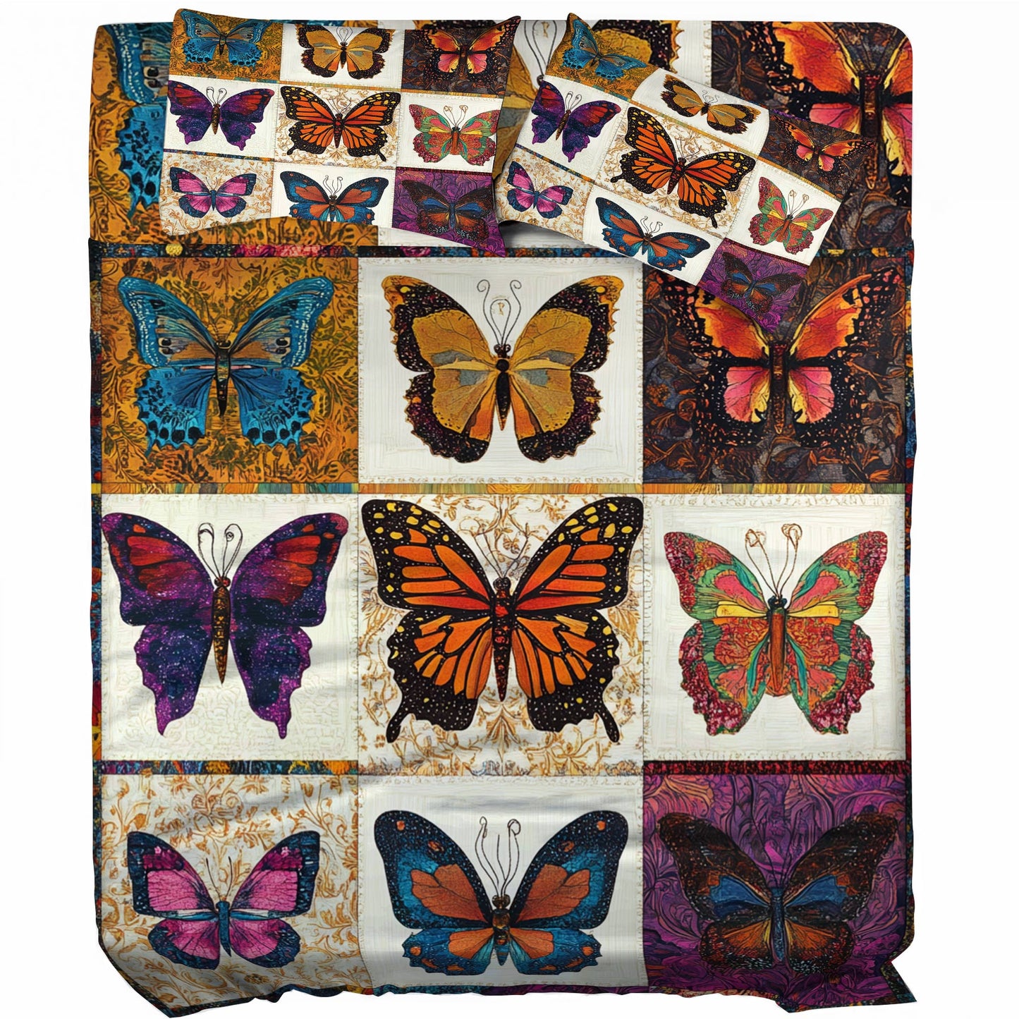 Pajabear 4-Piece Bed Sheet Set Vintage Butterflies