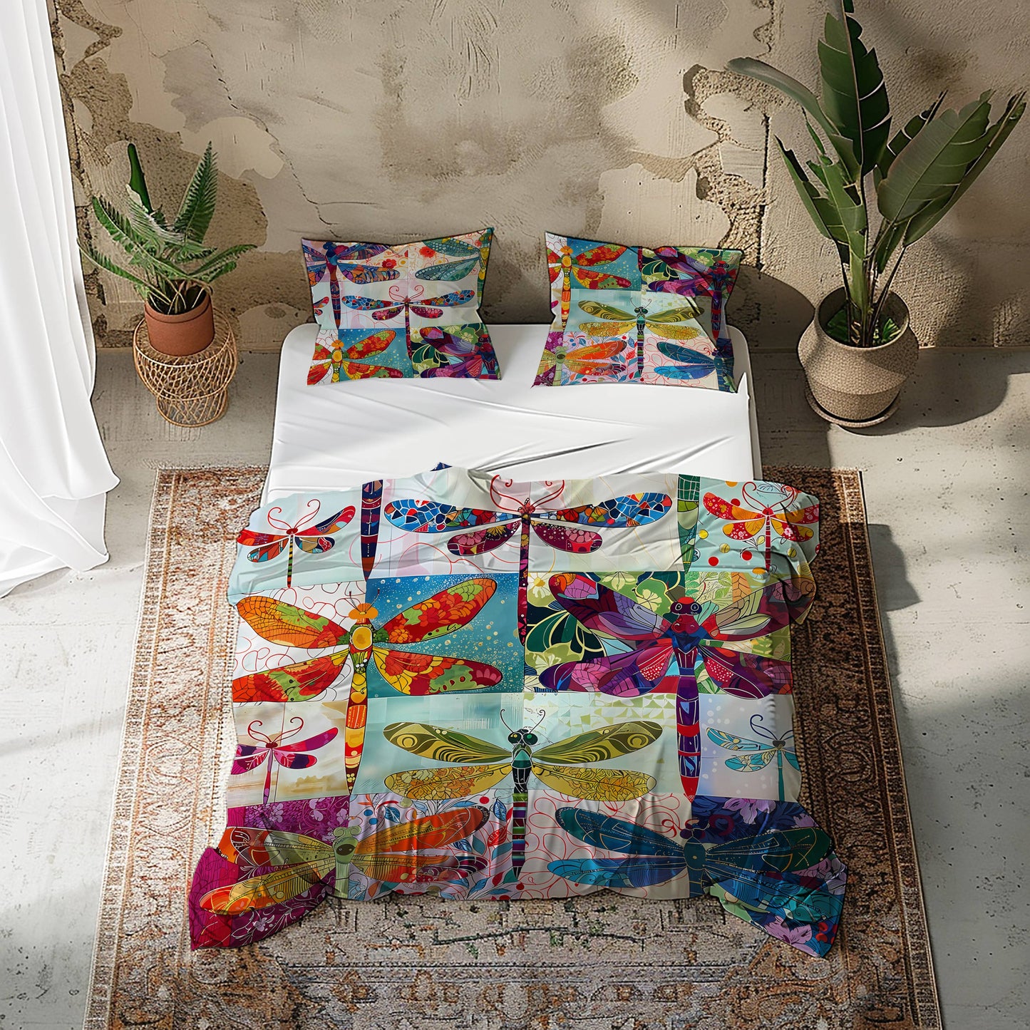 Pajabear 3 Pieces Duvet Cover Set Dragonfly Harmony