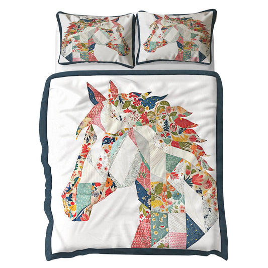 Pajabear 3 Pieces Duvet Cover Set - Charming Floral Horse