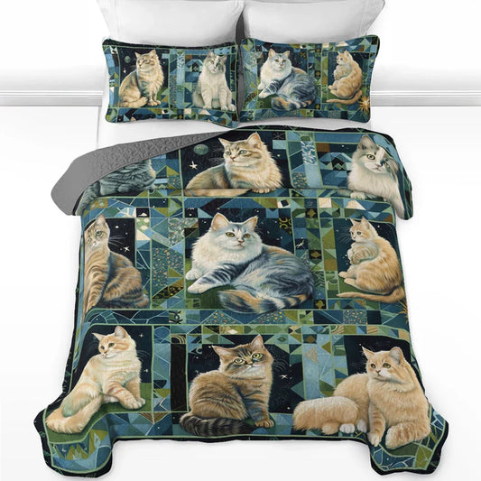 Pajabear Quilt 3-Piece Set Cat Purrfect Companions