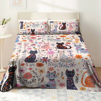 Pajabear 4-Piece Bed Sheet Set Catty Blooms