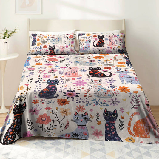 Pajabear 4-Piece Bed Sheet Set Catty Blooms