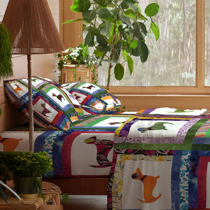 Pajabear 4-Piece Bed Sheet Set Dachshund Friends