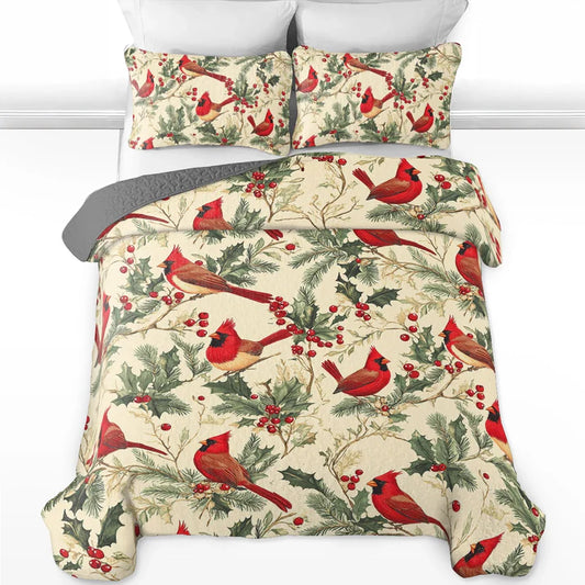 Pajabear Quilt 3-Piece Set Winter Cardinal Harmony