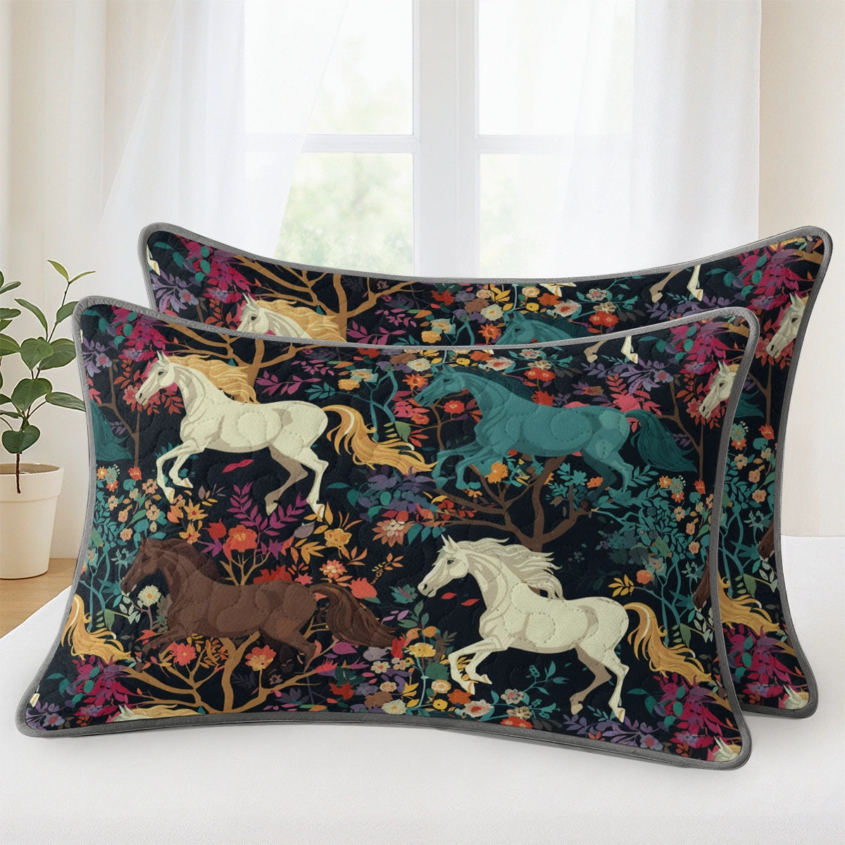 Pajabear Quilt 3-Piece Set Horse Flower