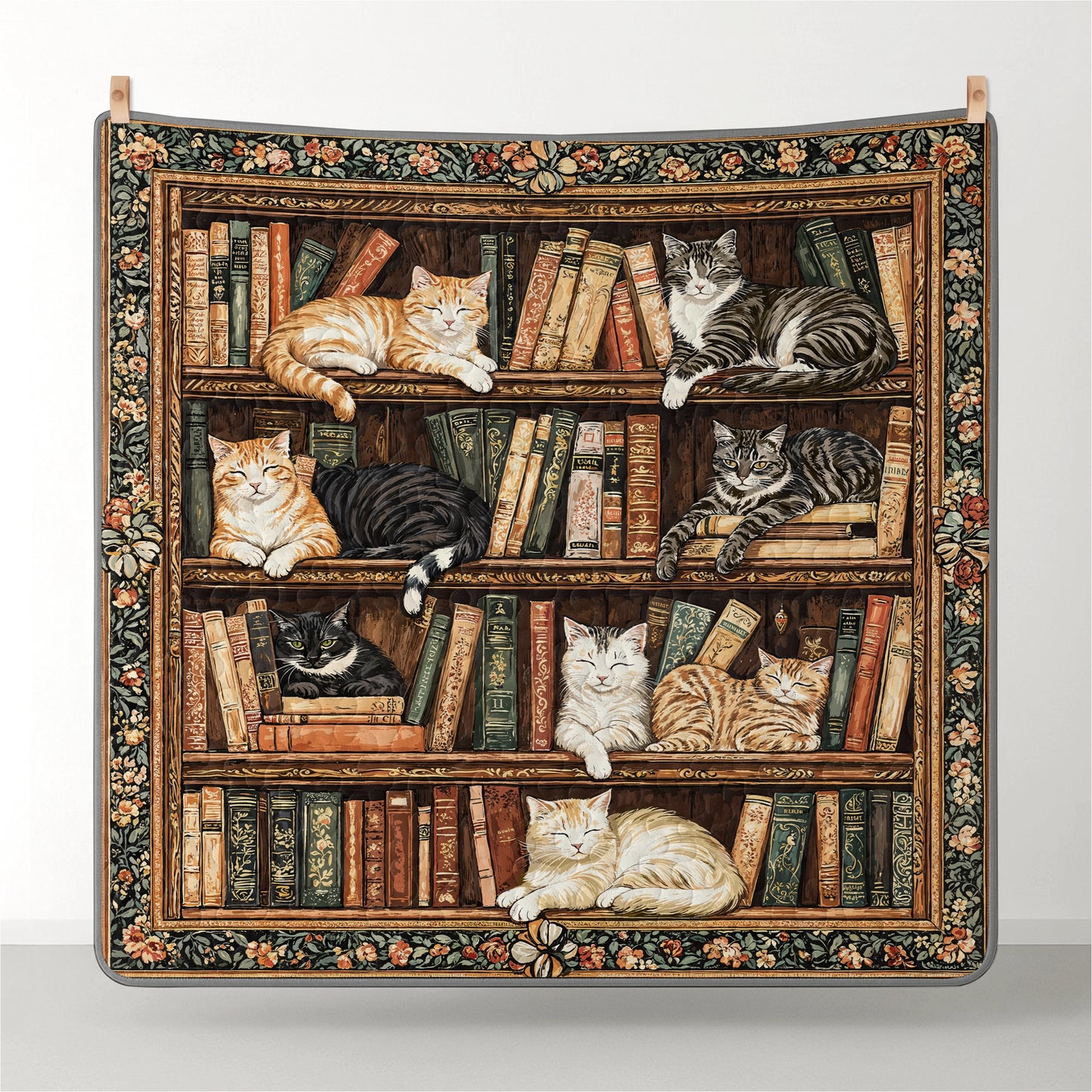 Pajabear Quilt 3-Piece Set Book Nook Cats Reading