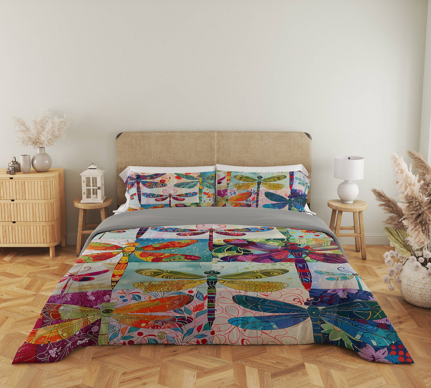 Pajabear 3 Pieces Duvet Cover Set Dragonfly Harmony