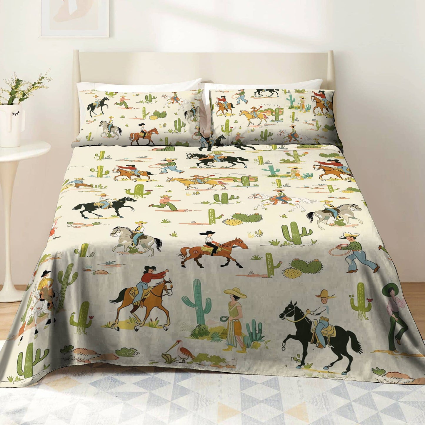 Pajabear 4-Piece Bed Sheet Set Cowboy Adventure