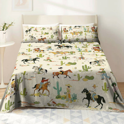 Pajabear 4-Piece Bed Sheet Set Cowboy Adventure