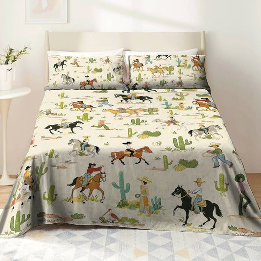 Pajabear 4-Piece Bed Sheet Set Cowboy Adventure