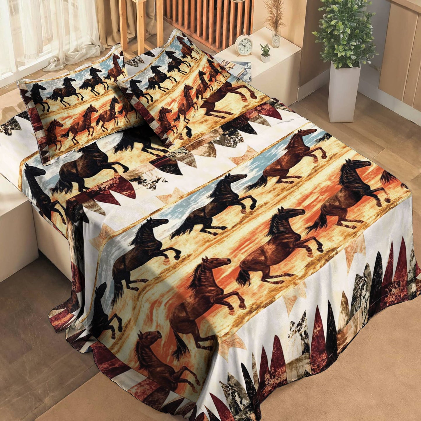 Pajabear 4-Piece Bed Sheet Set Galloping Grace