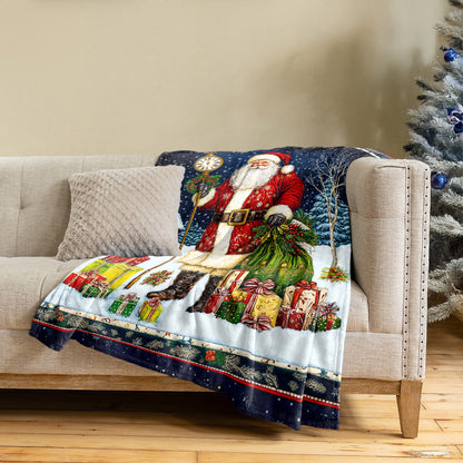 Pajabear Fleece Blanket Santa's Midnight Gift Delivery
