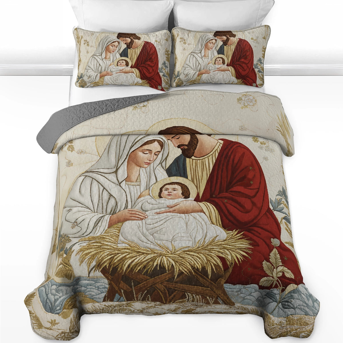Pajabear Quilt 3-Piece Set Nativity Blessing