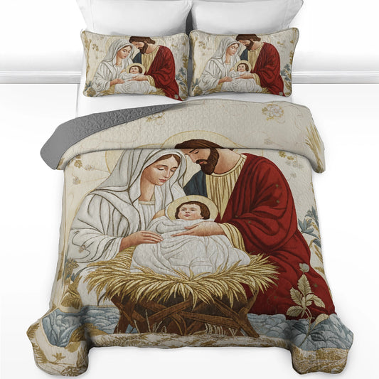Pajabear Quilt 3-Piece Set Nativity Blessing