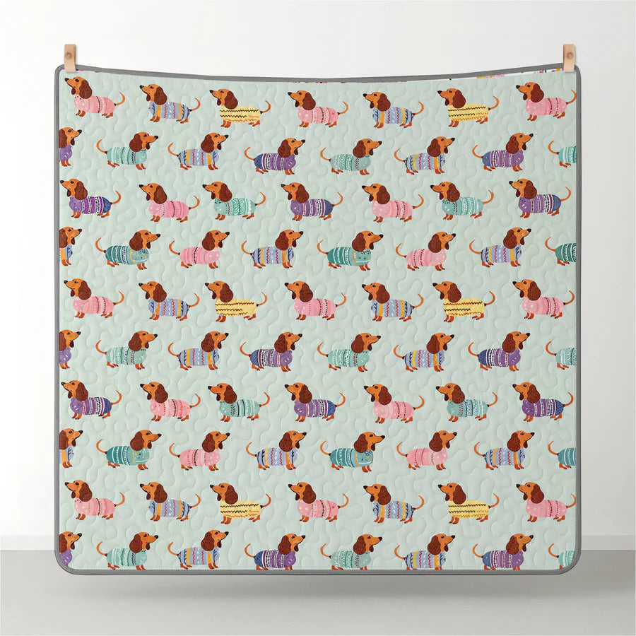 Pajabear Quilt 3-Piece Set Colorful Dachshunds