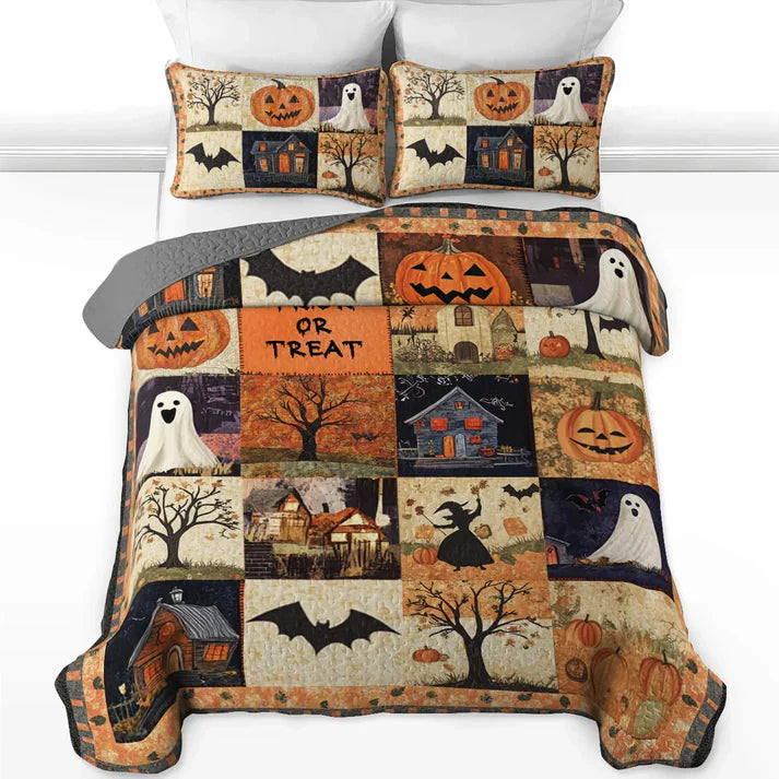 Pajabear Quilt 3-Piece Set Spooky Trick Or Treat Halloween