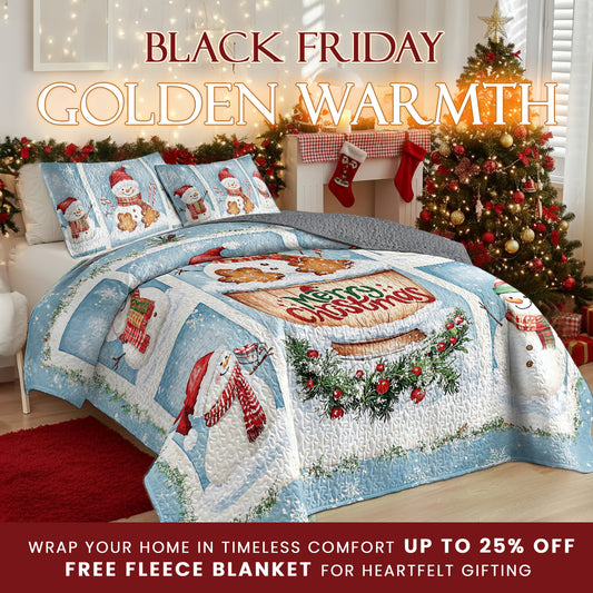 Pajabear Quilt 3-Piece Set Merry Snowman