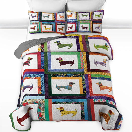 Pajabear Quilt 3-Piece Set Dachshund Friends