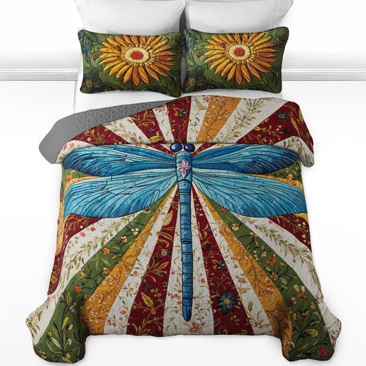Pajabear Quilt 3-Piece Set Dragonfly Bloom