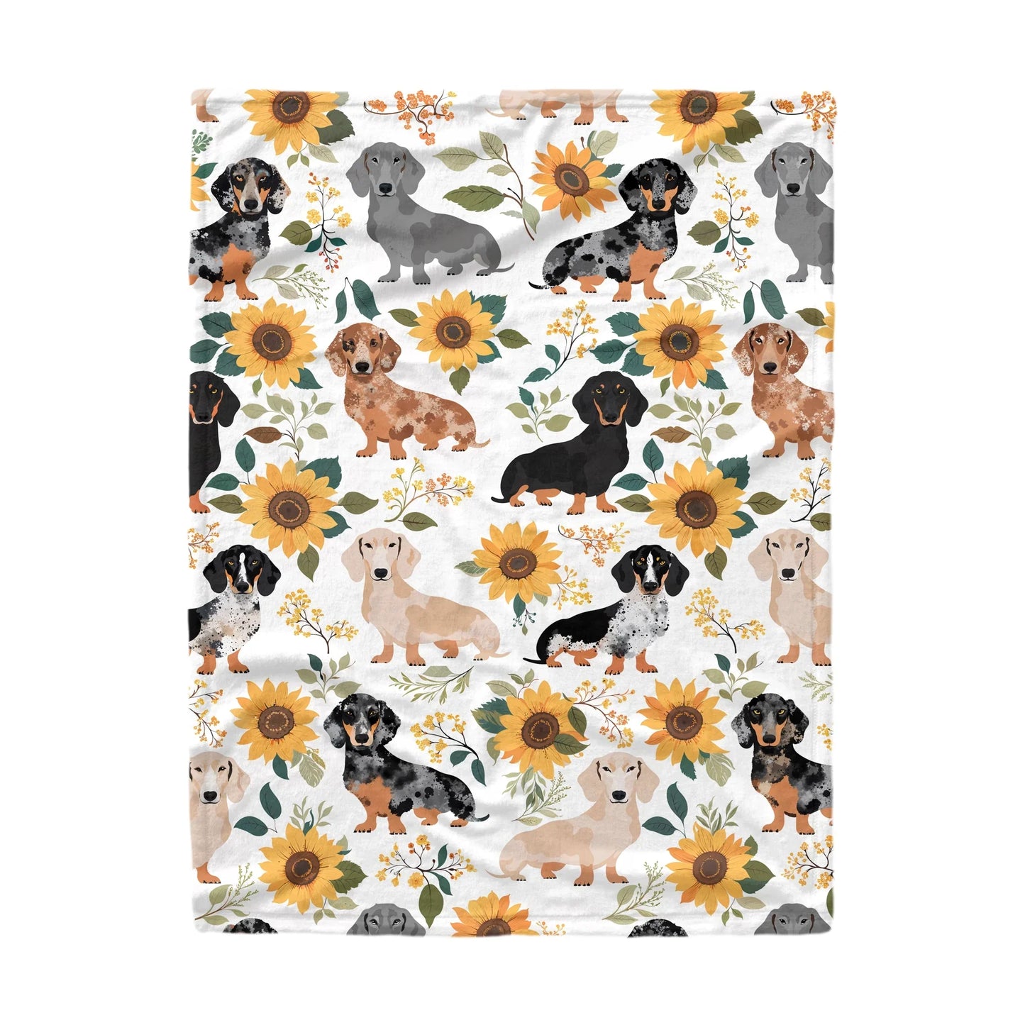 Pajabear Fleece Blanket Sunflower Sausage Dogs