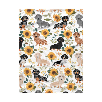Pajabear Fleece Blanket Sunflower Sausage Dogs