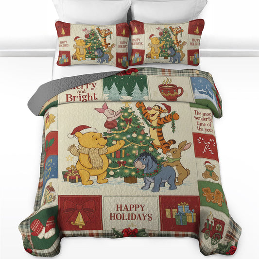 Pajabear Quilt 3-Piece Set Merry Pooh