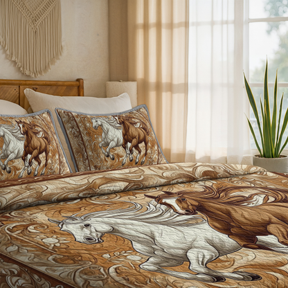 Pajabear Quilt 3-Piece Set Golden Gallop Harmony