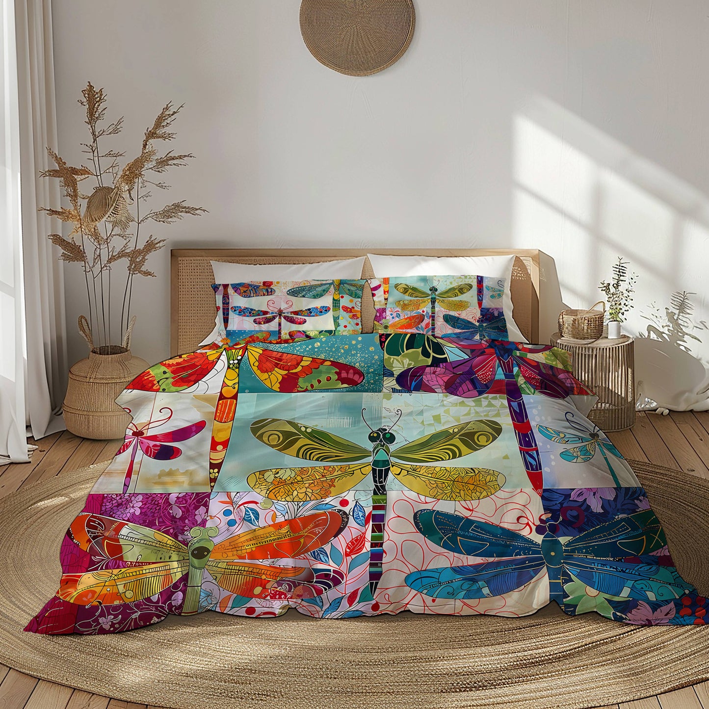 Pajabear 3 Pieces Duvet Cover Set Dragonfly Harmony