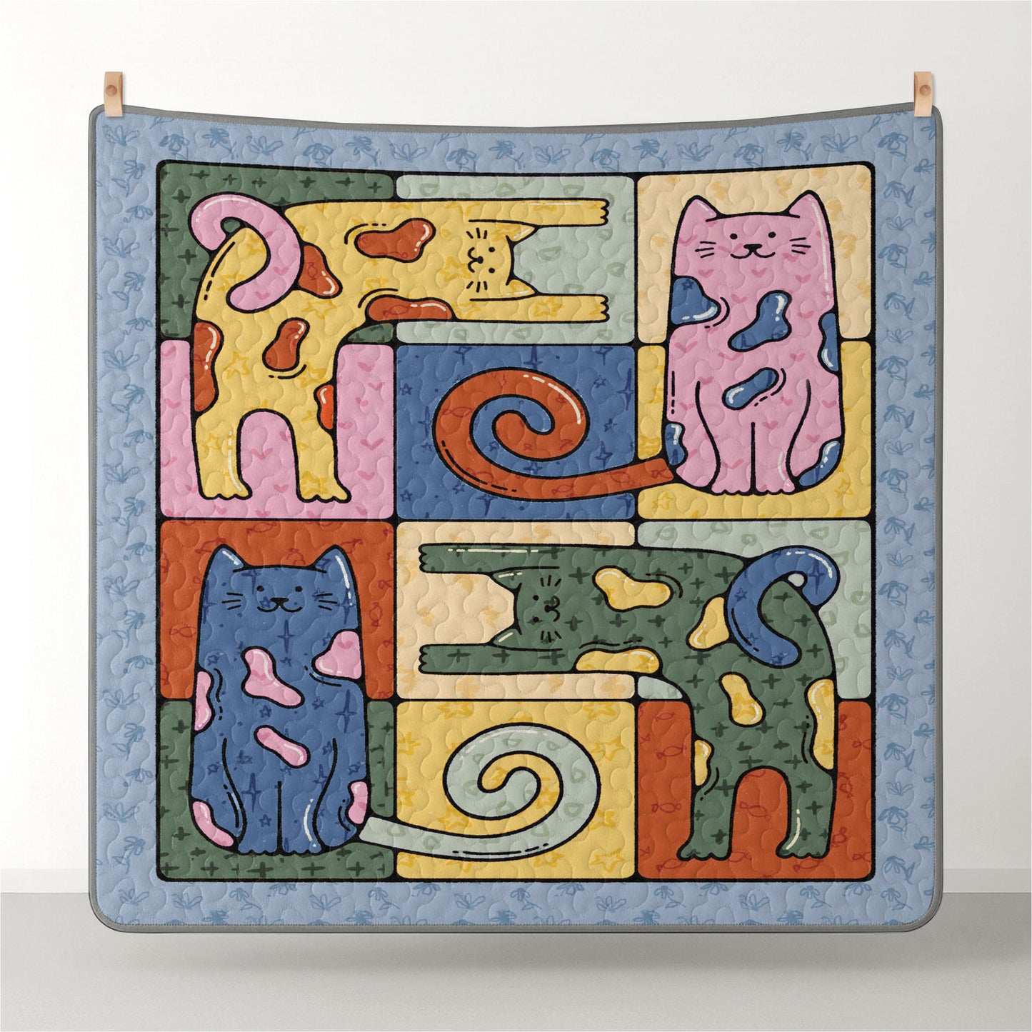 Pajabear Quilt 3-Piece Set Whimsical Cats