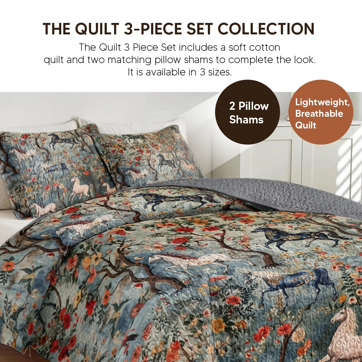 Pajabear Quilt 3-Piece Set Mystical Steeds