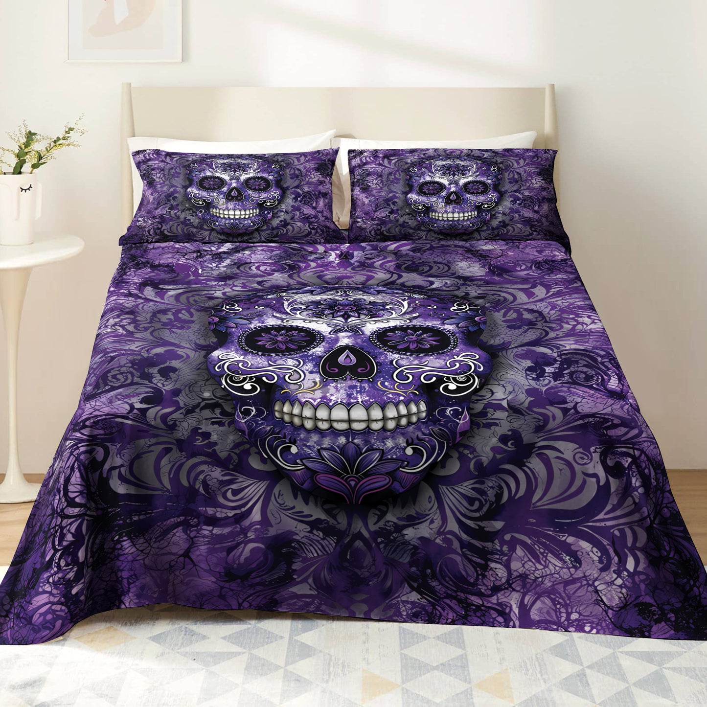 Pajabear 4-Piece Bed Sheet Set Gorgeous Mandala Skull