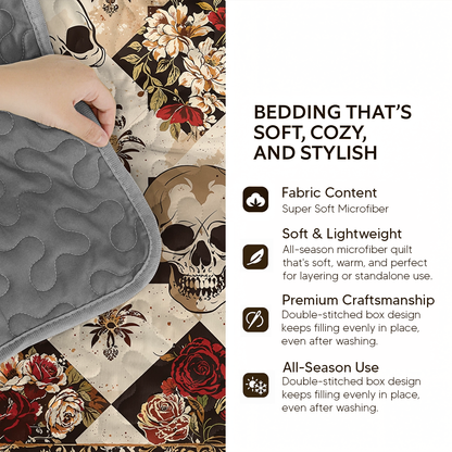 Pajabear Quilt 3-Piece Set Baroque Shadow Skull