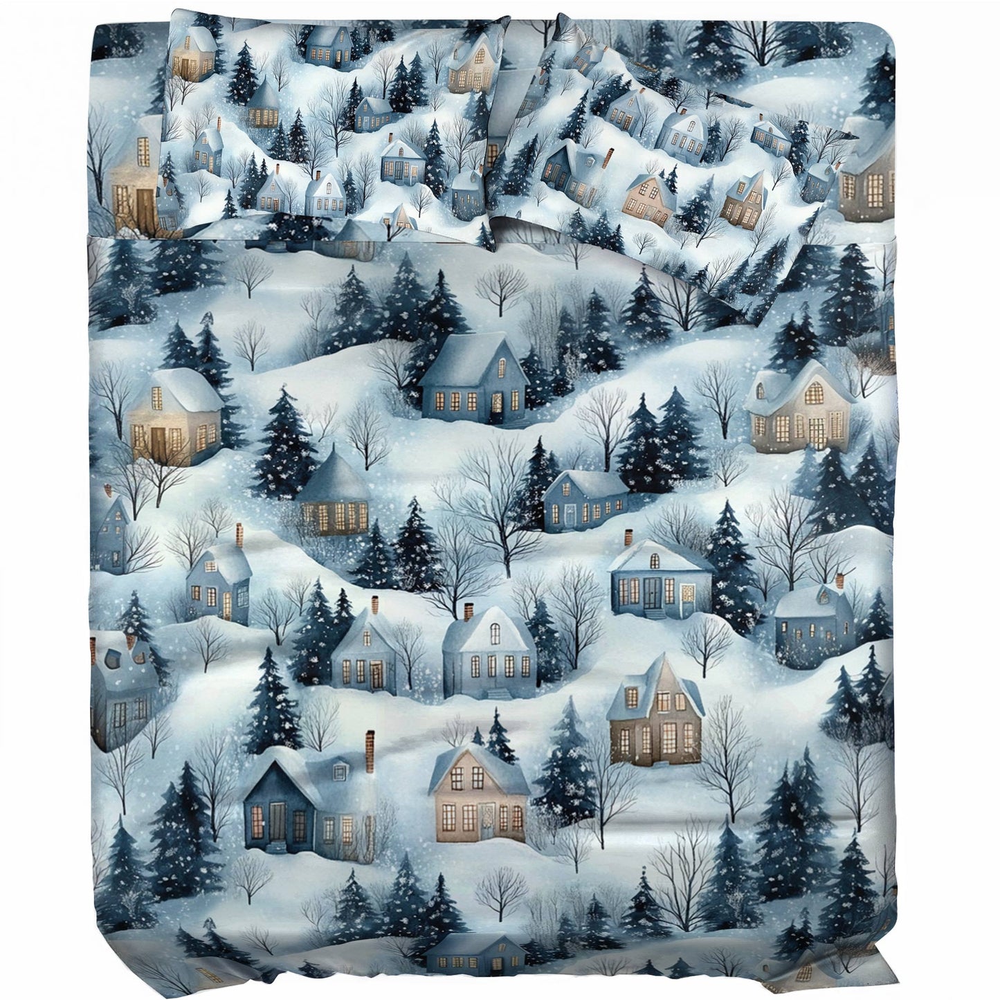 Pajabear 4-Piece Bed Sheet Set Snow Village