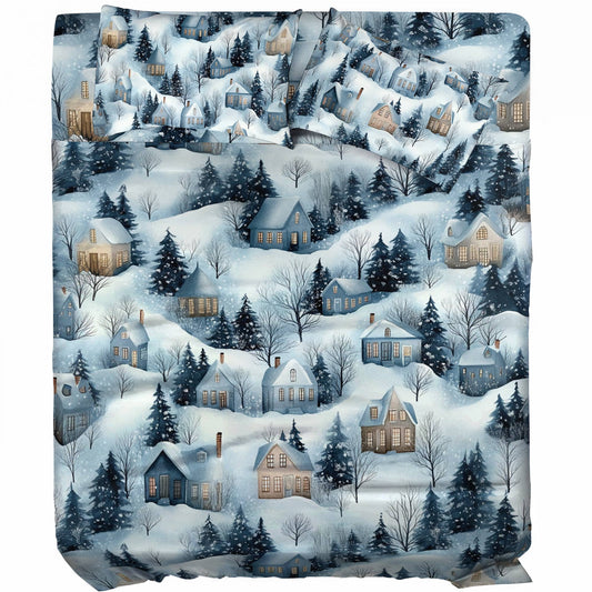 Pajabear 4-Piece Bed Sheet Set Snow Village