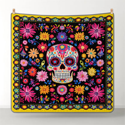 Pajabear Quilt 3-Piece Set Vibrant Skull Floral