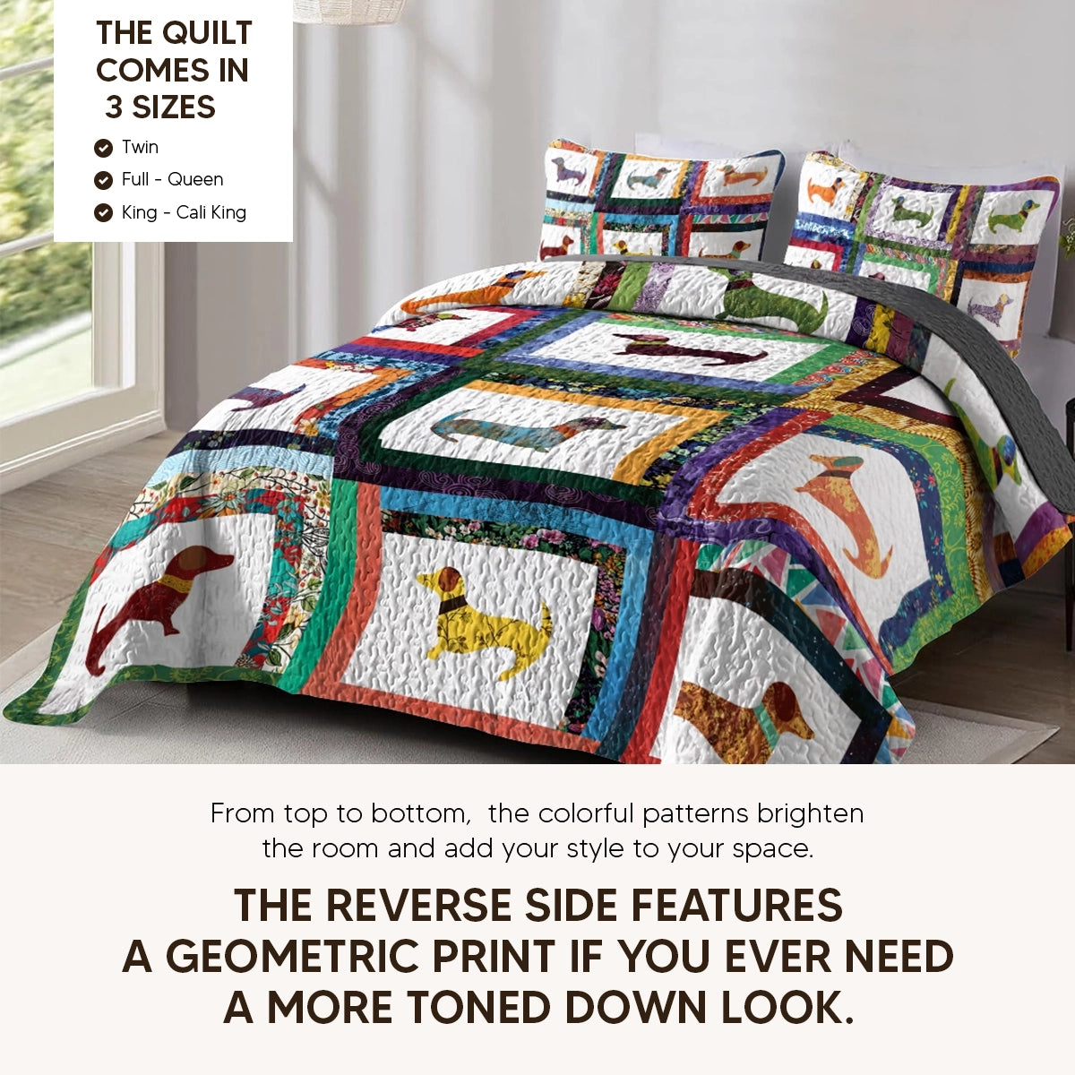 Pajabear Quilt 3-Piece Set Dachshund Friends