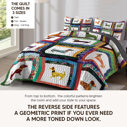 Pajabear Quilt 3-Piece Set Dachshund Friends