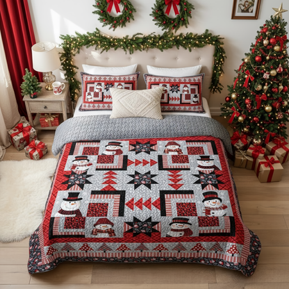 Pajabear Quilt 3-Piece Set Starry Snowmen Holiday