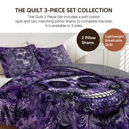 Pajabear Quilt 3-Piece Set Gorgeous Mandala Skull