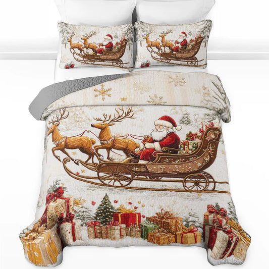 Pajabear Quilt 3-Piece Set Santa Sleigh