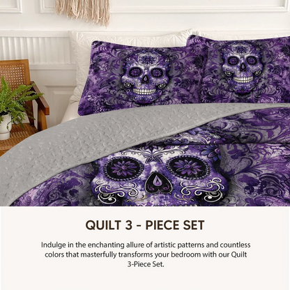 Pajabear Quilt 3-Piece Set Gorgeous Mandala Skull