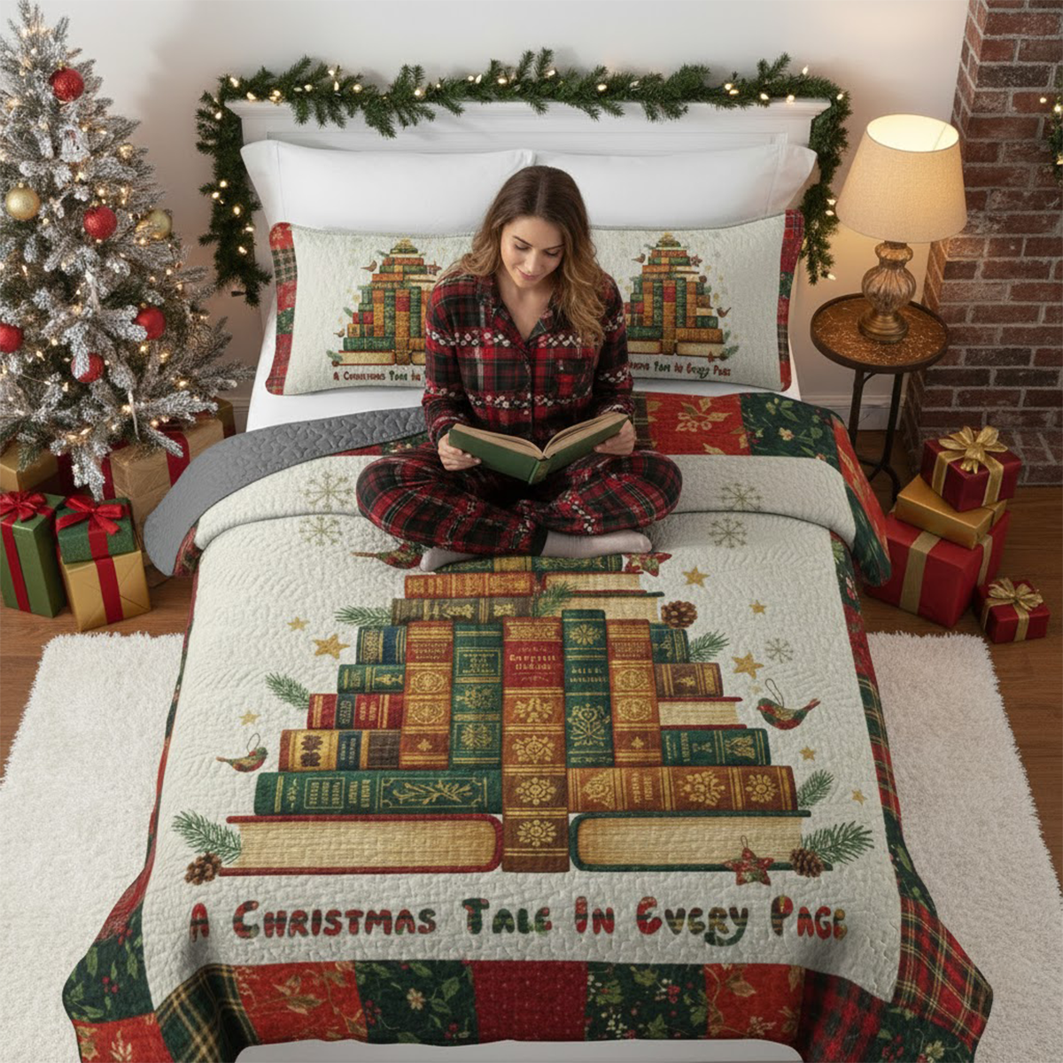 Pajabear Quilt 3-Piece Set Stories of Christmas