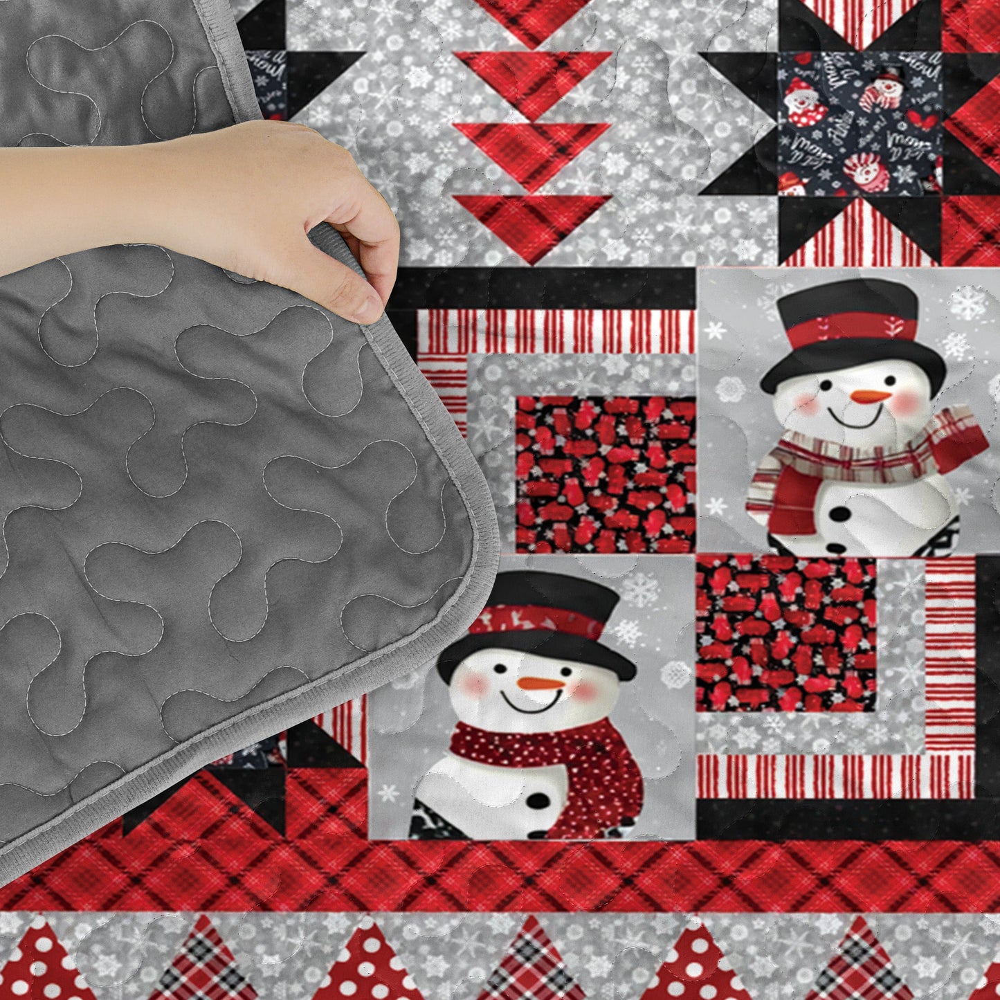 Pajabear Quilt 3-Piece Set Starry Snowmen Holiday