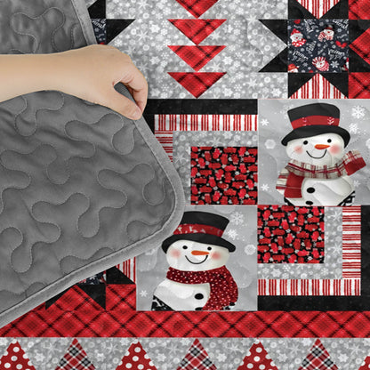 Pajabear Quilt 3-Piece Set Starry Snowmen Holiday