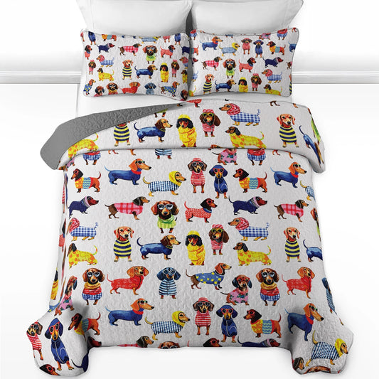 Pajabear Quilt 3-Piece Set Dachshund Amazing Stylish