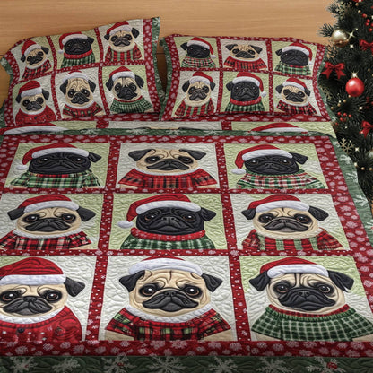 Pajabear 4-Piece Bed Sheet Set Festive Pugs